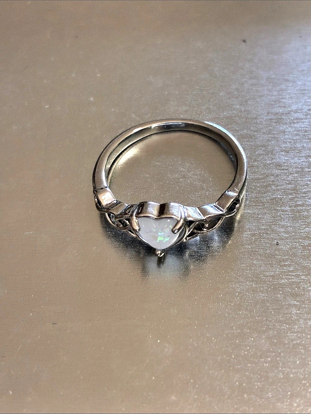 Green Gemstone Silver-Tone Ring